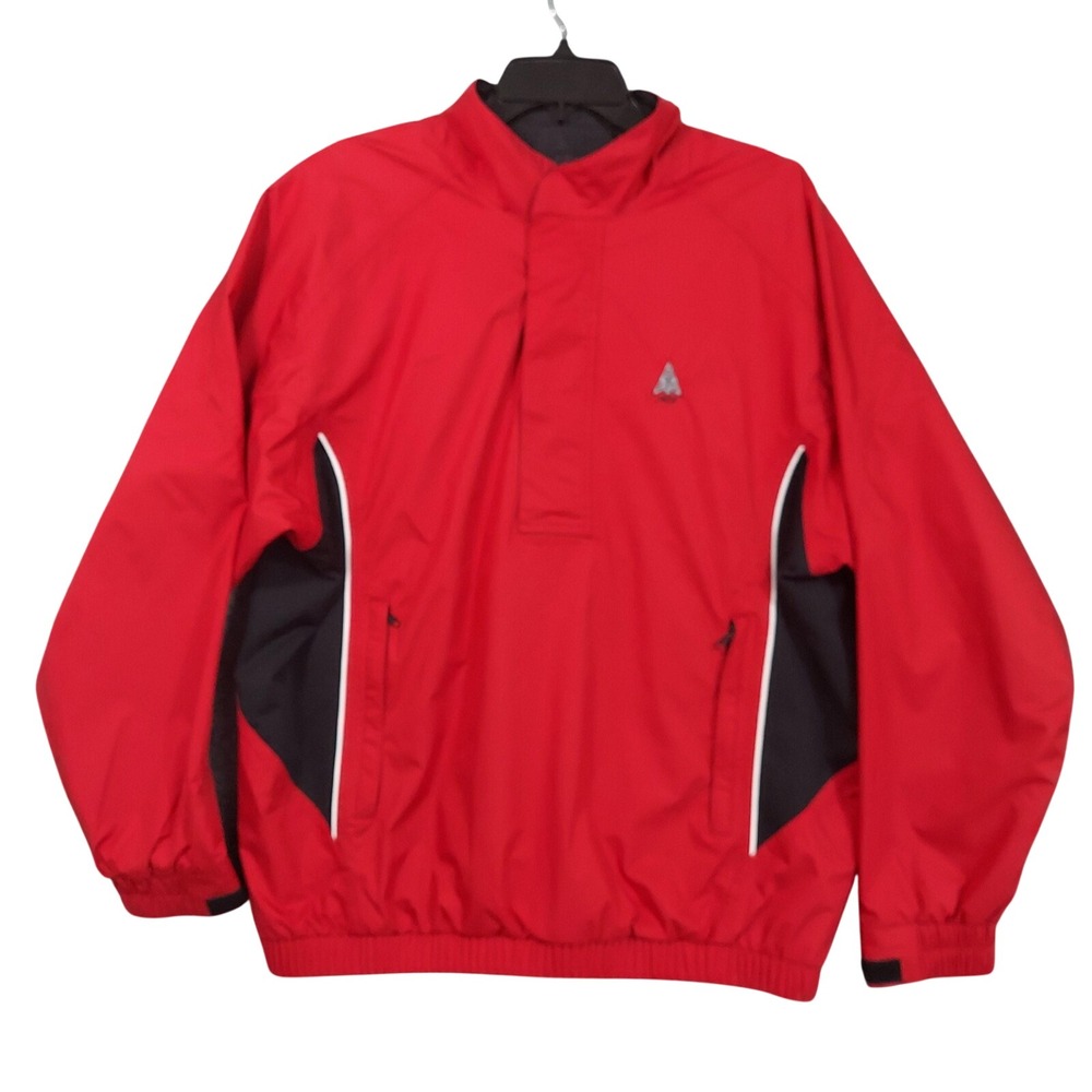 FootJoy DryJoys Windbreaker Mens Medium Red Black Golf Pullover Jacket SCPC 1925